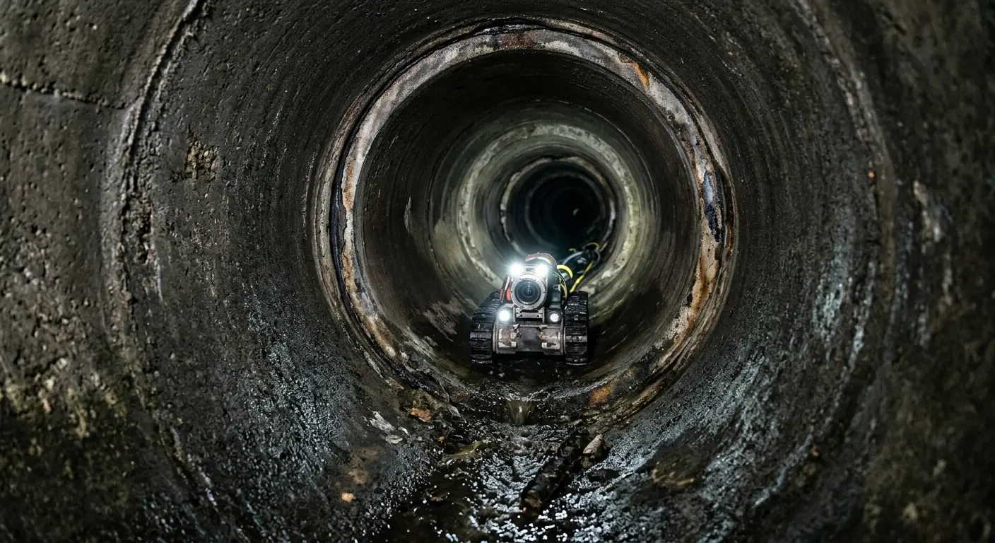 Robotic sewer camera inspecting pipe interior for Drain Snake Service in Beebe